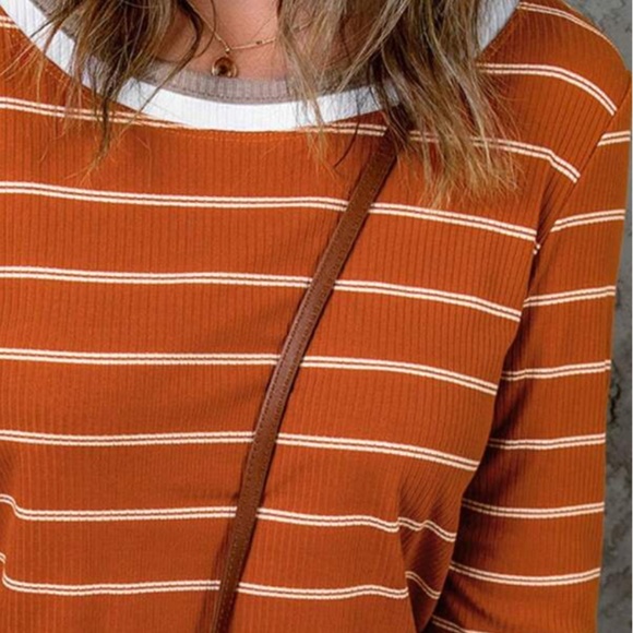 033 Cozy Stripe Color Block Knit Top - Picture 5 of 7